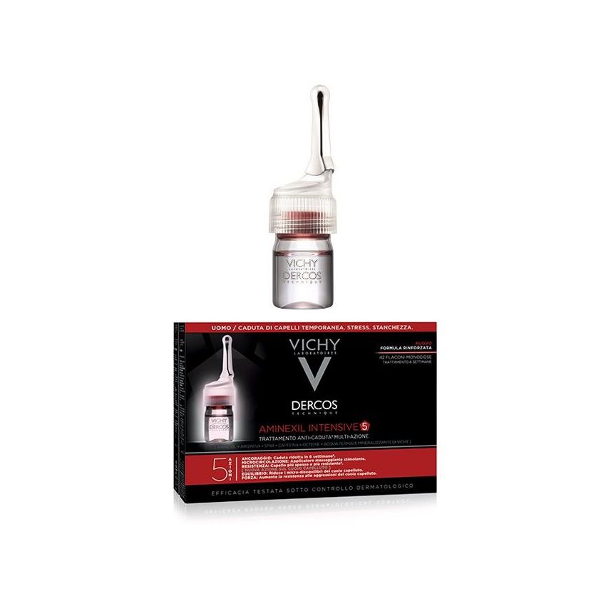 Vichy Dercos Aminexil: Trattamento Anticaduta per Uomo, 21 Fiale da 6 ml