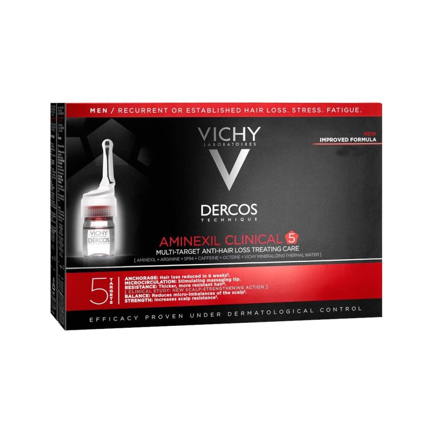Vichy Dercos Aminexil: Trattamento Anticaduta per Uomo, 21 Fiale da 6 ml