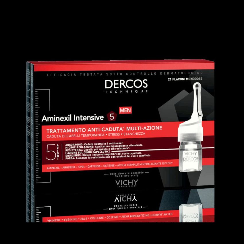 Vichy Dercos Aminexil: Trattamento Anticaduta per Uomo, 21 Fiale da 6 ml