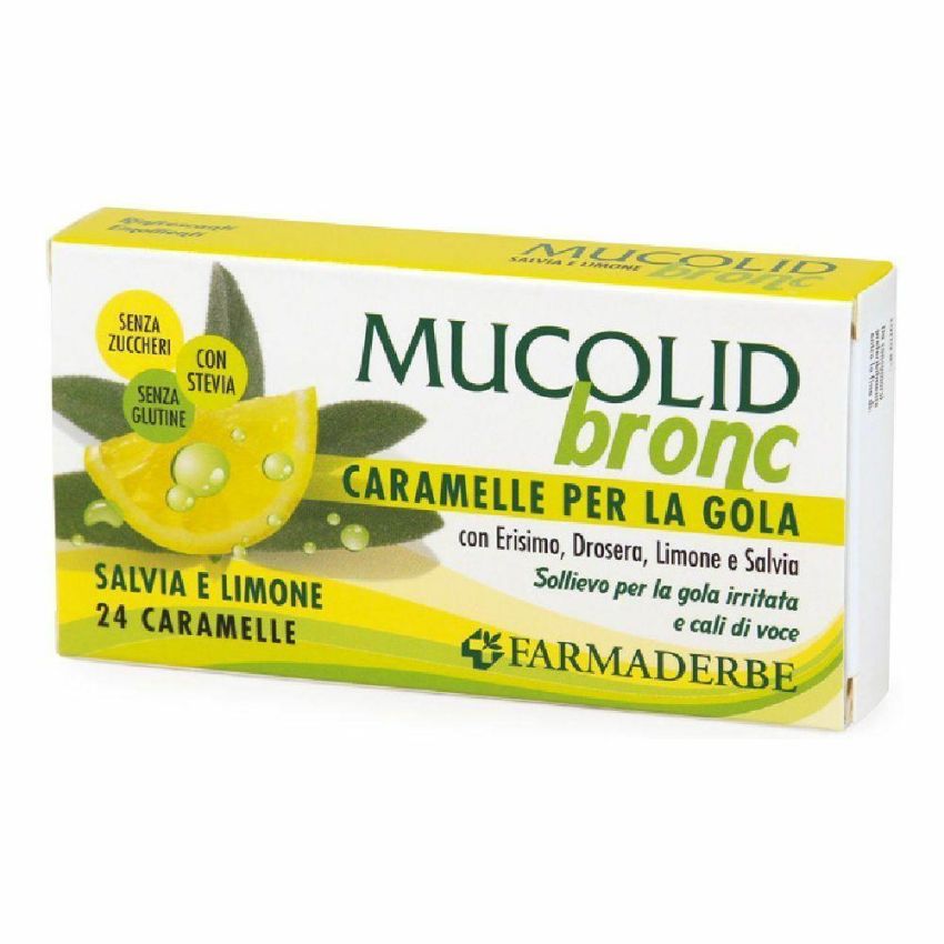 Mucolid Bronc - Caramelle Salvia e Limone - Confezione da 24 Pezzi