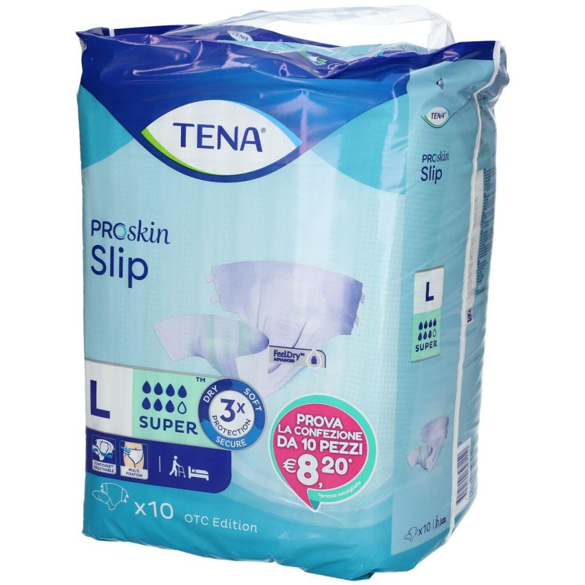 Tena Slip Super - Pannolini Mutandina Taglia L, Confezione da 10 Pezzi