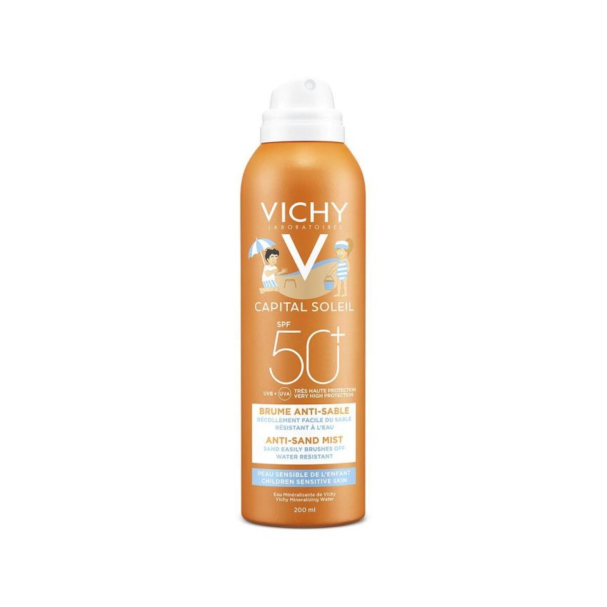 Vichy Capital Soleil 50 SPF, Spray Anti-Sabbia per Bambini, 200ml