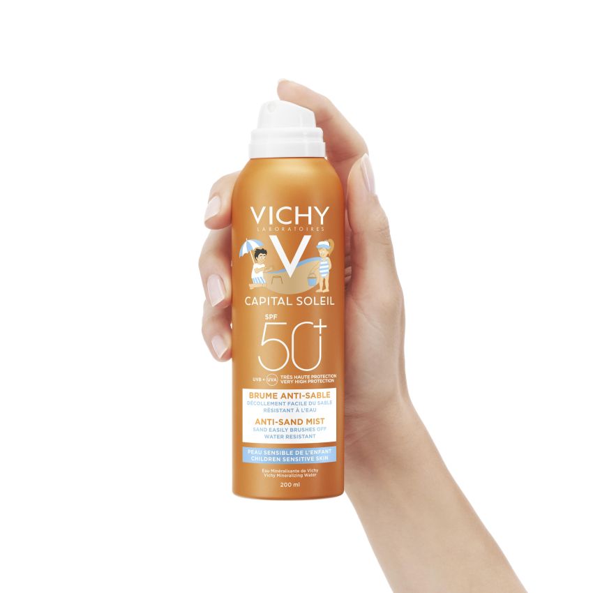 Vichy Capital Soleil 50 SPF, Spray Anti-Sabbia per Bambini, 200ml