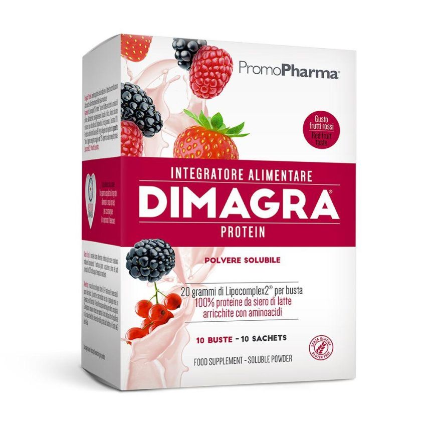 Dimagra Protein - Frutti Rossi, 10 Bustine