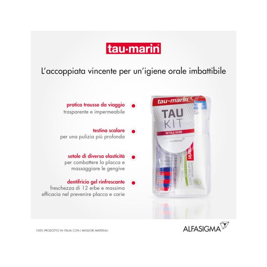 Taumarin Tau-Kit con Spazzolino di Setole Dure e Dentifricio 20ml