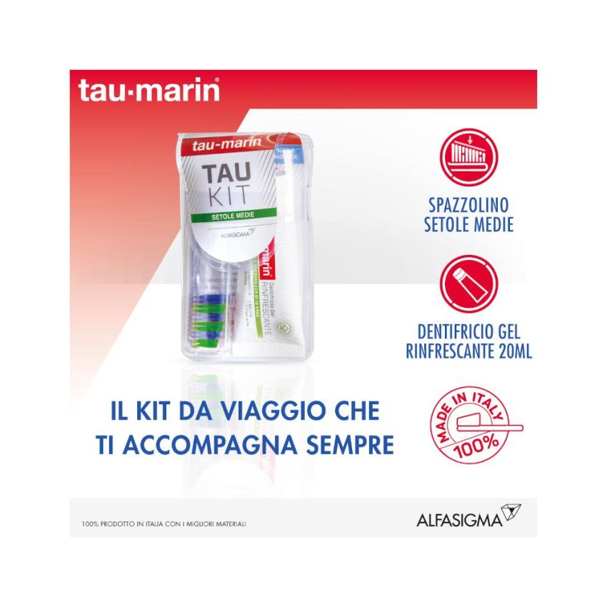 Kit Cura Orale Taumarin Tau: Spazzolino Medio e Dentifricio 20ml