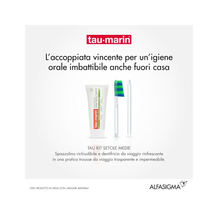 Kit Cura Orale Taumarin Tau: Spazzolino Medio e Dentifricio 20ml