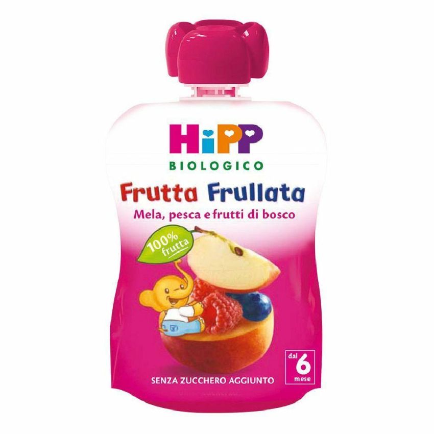 Hipp Bio Pappa di Frutta Biologica - Mela, Pesca e Frutti di Bosco - 90g