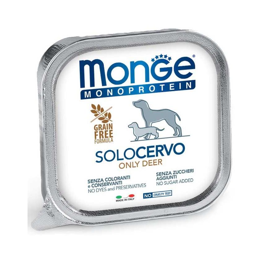 Monge Monoprotein Cervo - Cibo Umido Monoproteico per Cani Adulti - 150g