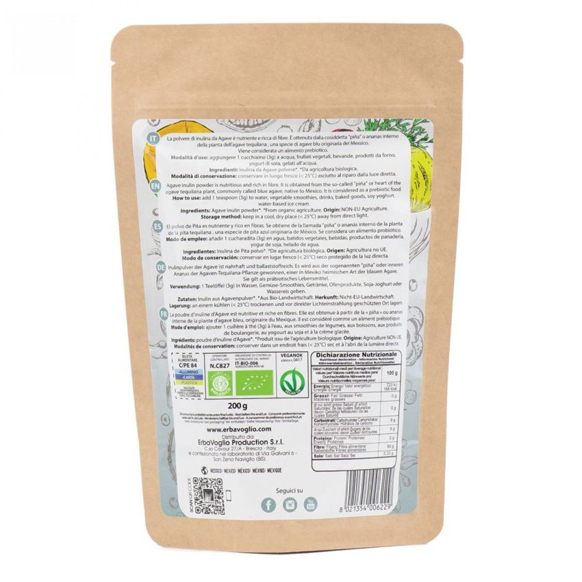 200g di Inulina Biologica in Polvere da Agave