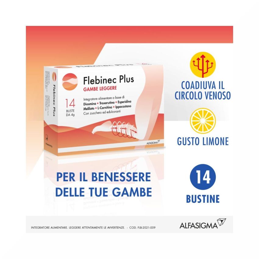 Flebinec Plus - Supplemento Salutare in Bustine, Confezione da 14