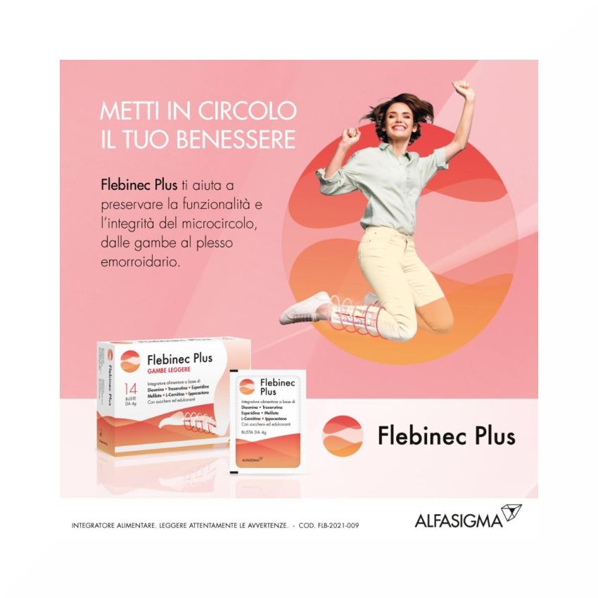 Flebinec Plus - Supplemento Salutare in Bustine, Confezione da 14