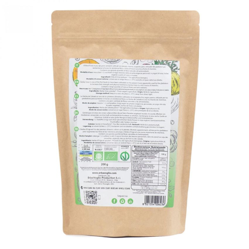 Erbavoglio Polvere Biologica di Erba d'Orzo 200g