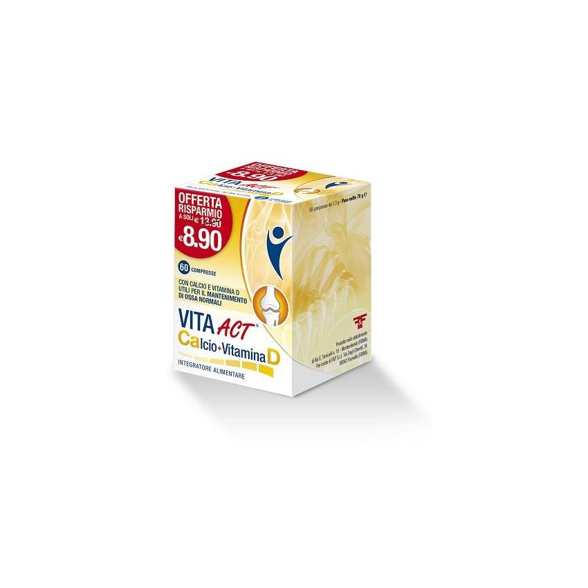 Vita Act - Integratore di Calcio e Vitamina D, 60 Compresse
