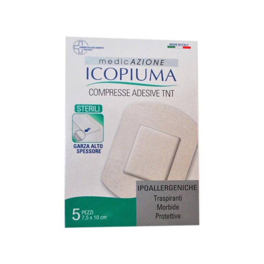 Compresse Adesive Icopiuma in TNT, 10x7,5cm - Pacco da 5 Pezzi