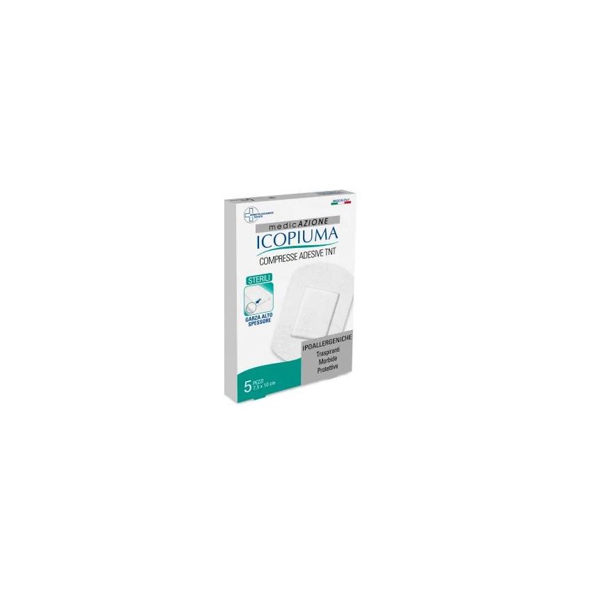 Compresse Adesive Icopiuma in TNT, 10x7,5cm - Pacco da 5 Pezzi