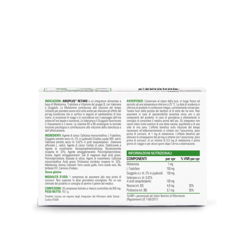 Ansiplus Retard 955mg - 20 Compresse a Rilascio Prolungato