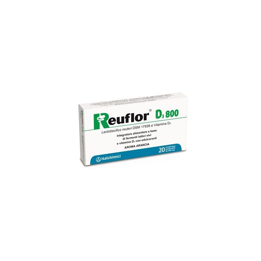 Reuflor D3 800 - Integratore Alimentare con Vitamina D3 - 20 Compresse
