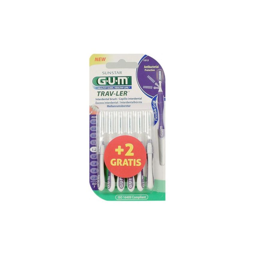 GUM Travler 1512 Spazzolini Interdentali 1,2mm - Pacco da 6 Pezzi