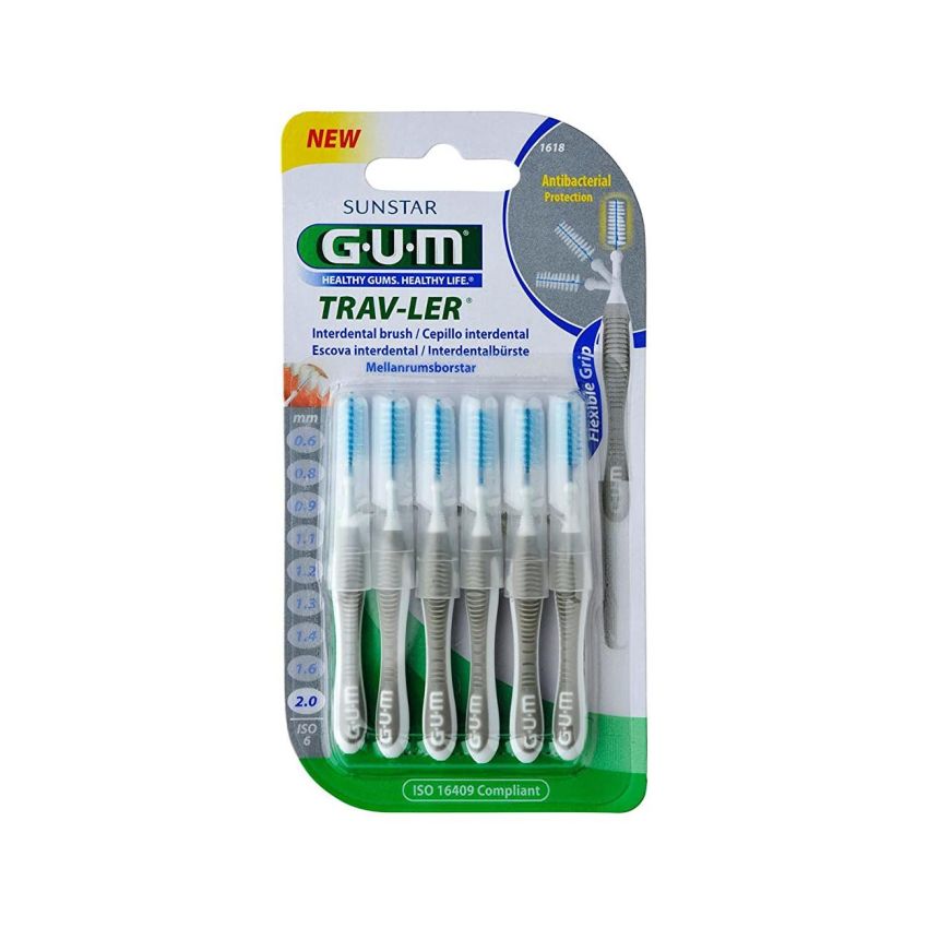 Gum Traveler 1618 - Scovolino da Viaggio, 2.0 mm - Confezione da 6 Pezzi