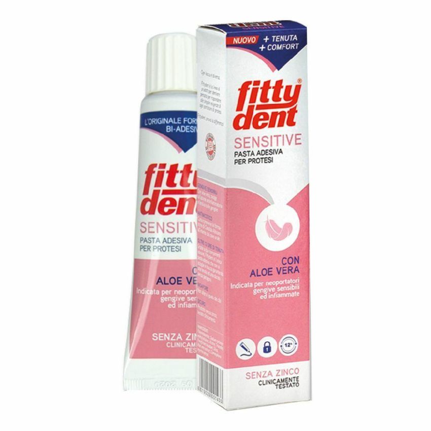 Fittydent Sensitive Aloe Vera Pasta Adesiva 40g per Denti Falsi