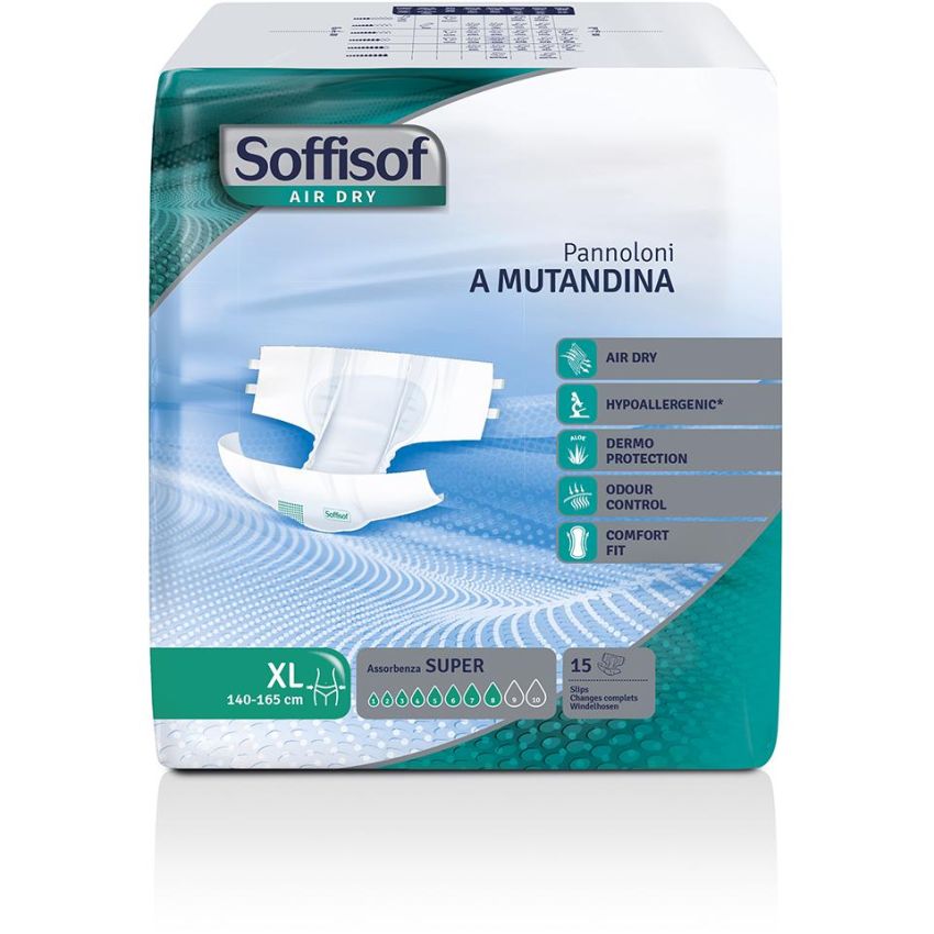 Soffisof Air Dry - Pannolini Mutandine Super XL - Pacco da 15 Pezzi