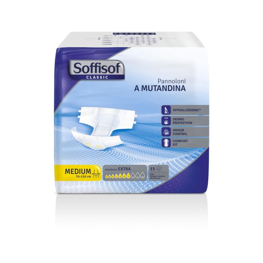 Soffisof Classic Pannolini Mutanda per Incontinenza Extra, Taglia Media