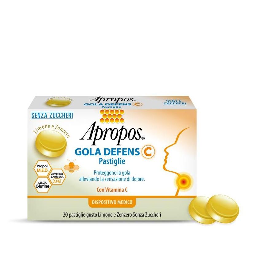 Apropos Gola Defens C Pastiglie al Gusto di Limone e Zenzero - Confezione da 20