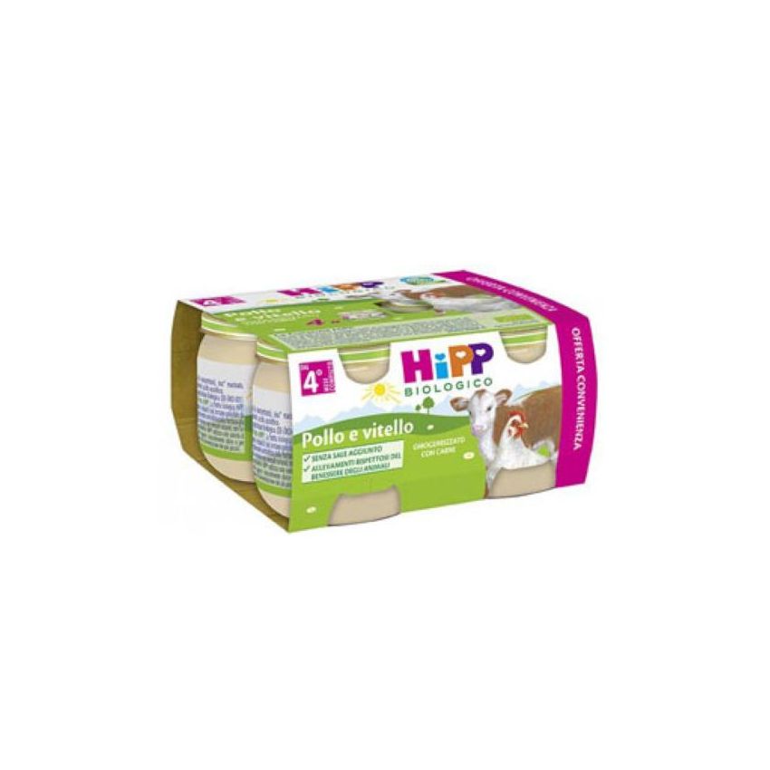 Omogeneizzato Biologico Hipp di Pollo e Vitello 4x80g