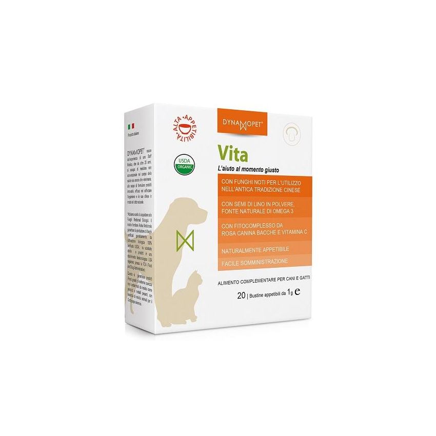 Vita - Integratore Alimentare Multivitaminico per Cani e Gatti, 20 Bustine da 1g