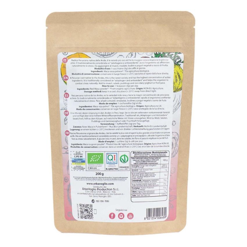 Erbavoglio Polvere Biologica di Maca Rossa 200g