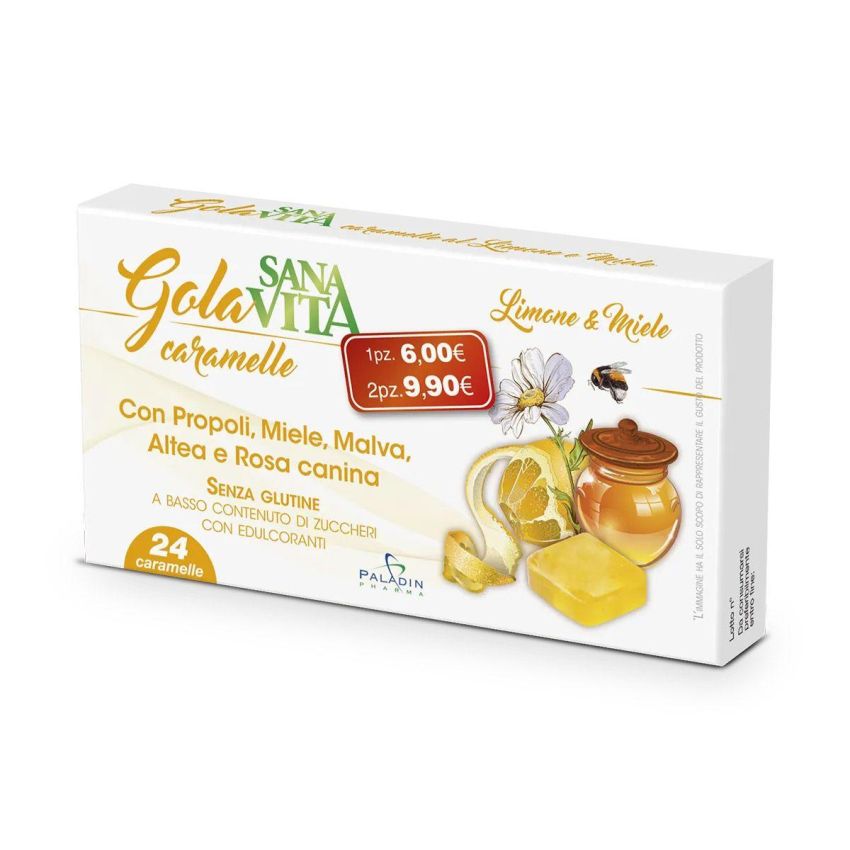 Sanavita Caramelle per la Gola al Limone e Miele - 24 Pezzi