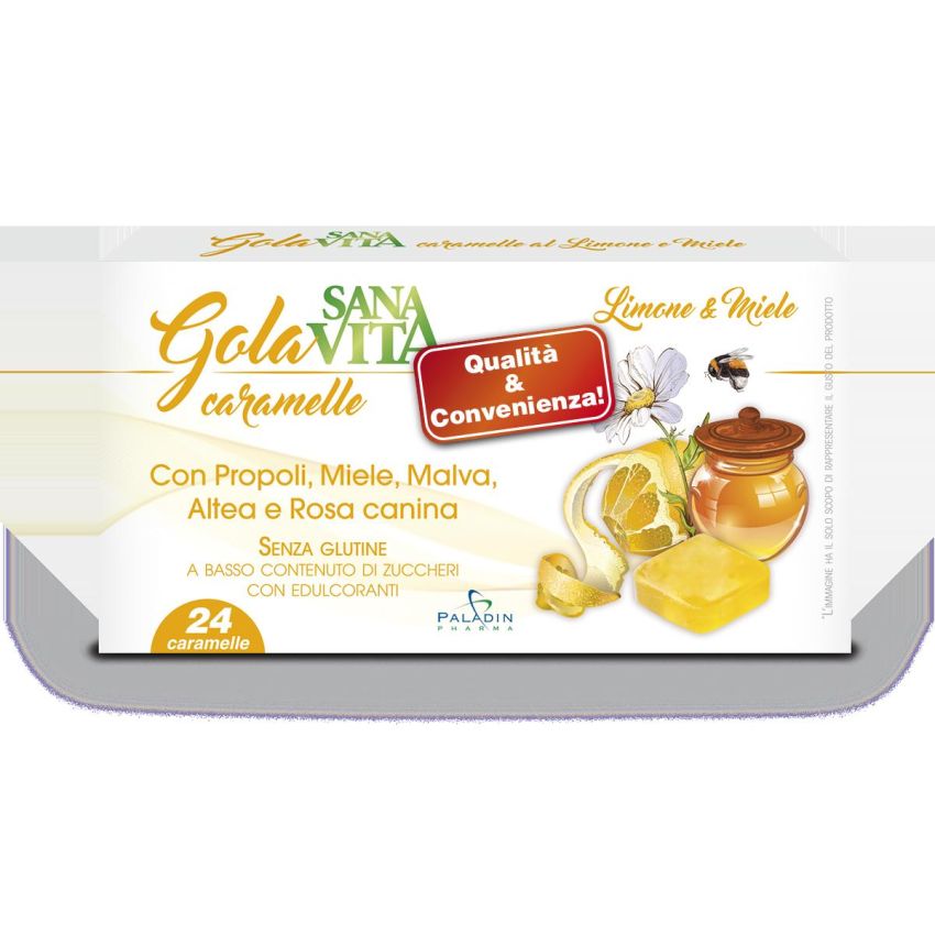 Sanavita Caramelle per la Gola al Limone e Miele - 24 Pezzi