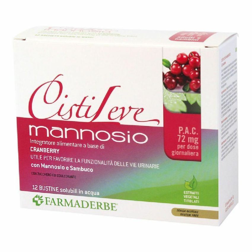 Farmaderbe Cistileve Mannosio - 12 Bustine per il Benessere Urinario