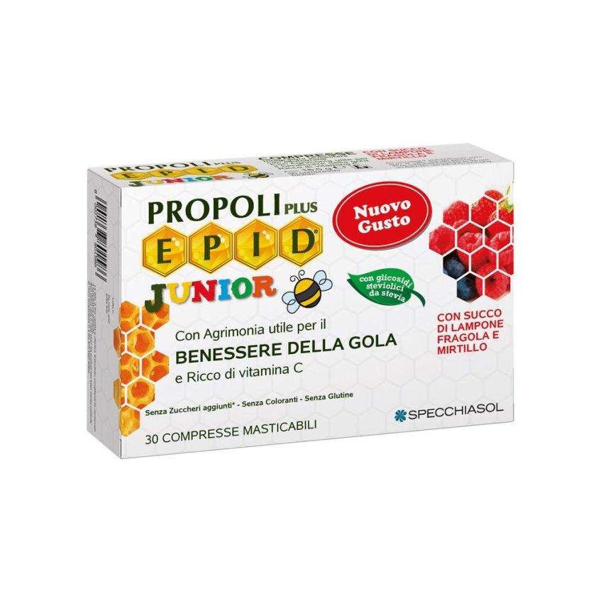 Propoli Plus Epid Junior - Compresse Masticabili Gusto Lampone, Fragola e Mirtillo