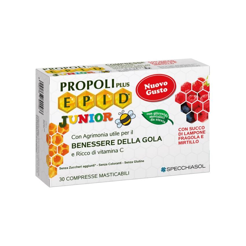 Propoli Plus Epid Junior - Compresse Masticabili Gusto Lampone, Fragola e Mirtillo