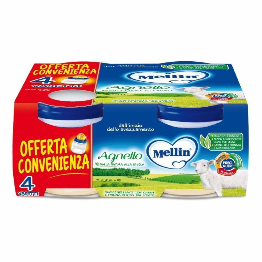 Omogeneizzato di Agnello Mellin - Pack 4x80g - Adatto da 4 Mesi in su