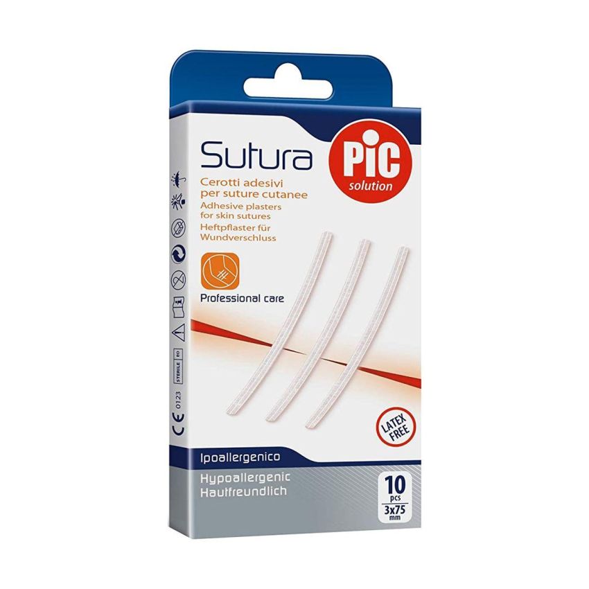 Pic Cerotti Sutura Adesivi 3x75mm, Confezione da 10 Pezzi