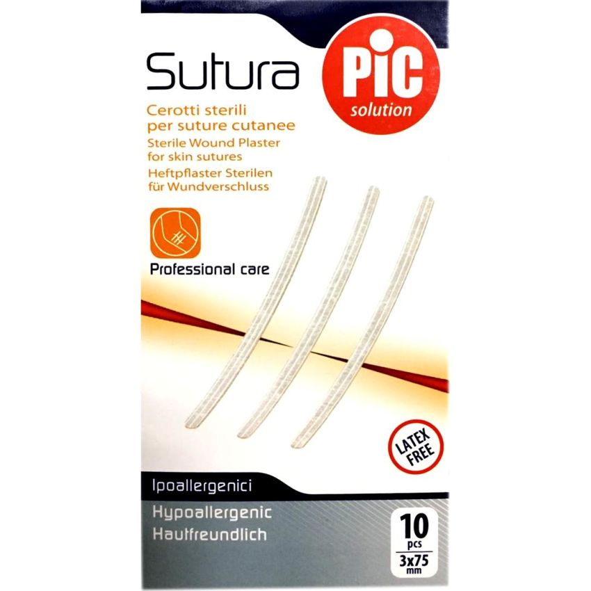 Pic Cerotti Sutura Adesivi 3x75mm, Confezione da 10 Pezzi
