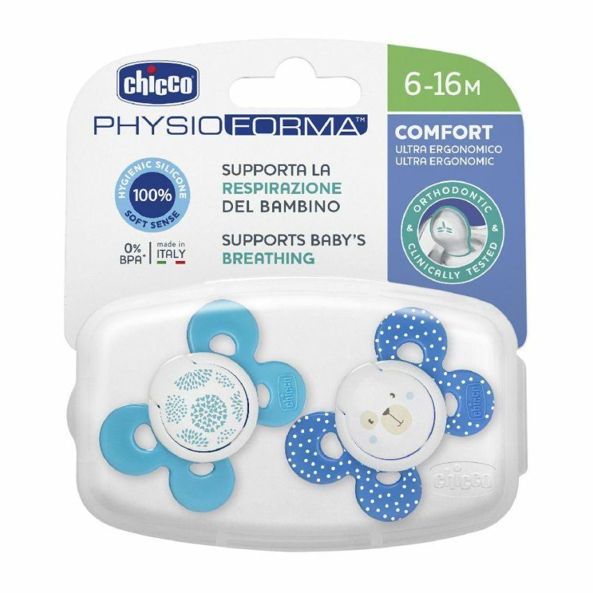 Chicco Physio Comfort Boy - Succhietto in Silicone 6-16 Mesi