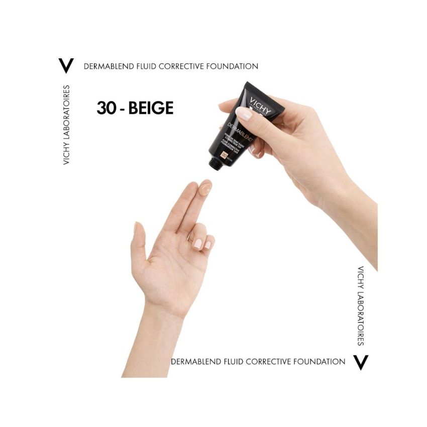 Vichy Dermablend Fondotinta Fluido Extra Coprente - SPF 35, 30ml, Tonalit 30