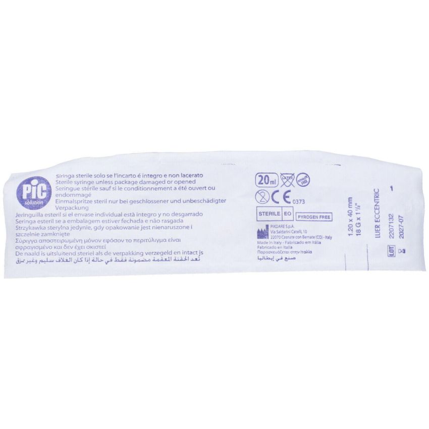 Siringa Eccentrica Pic 20ml con Ago G18 1 1/2