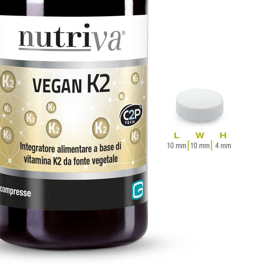 Nutriva Vegan K2 - Integratore Alimentare con 30 Compresse