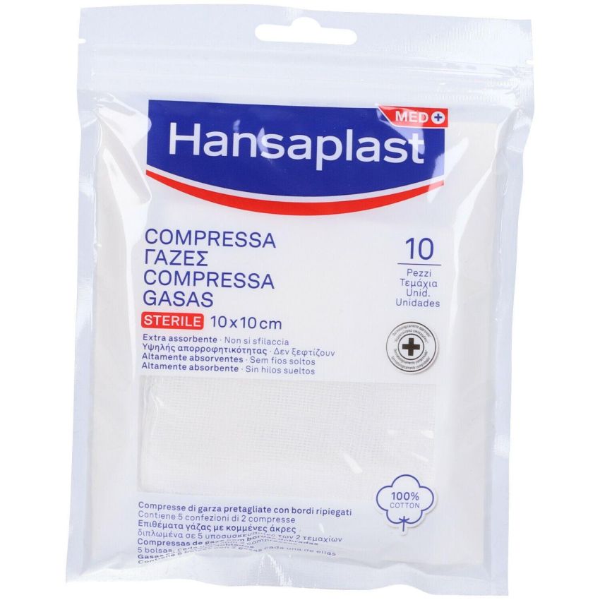 Hansaplast Garza Compressa Medicale 10x10cm, Pacco da 10 Pezzi