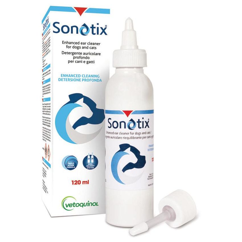 Sonotix Detergente Auricolare Premium per Cani e Gatti, 120ml