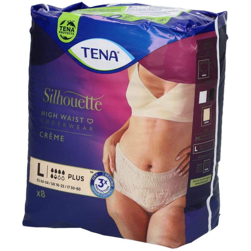 Tena Silhouette Crema - Pannolini Adulti, Taglia L, Pacco da 8 Pezzi