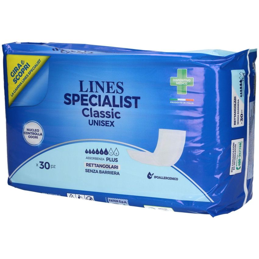 Lines Specialist Classic - Pannolone Rettangolare Senza Barriera - 30 Pezzi