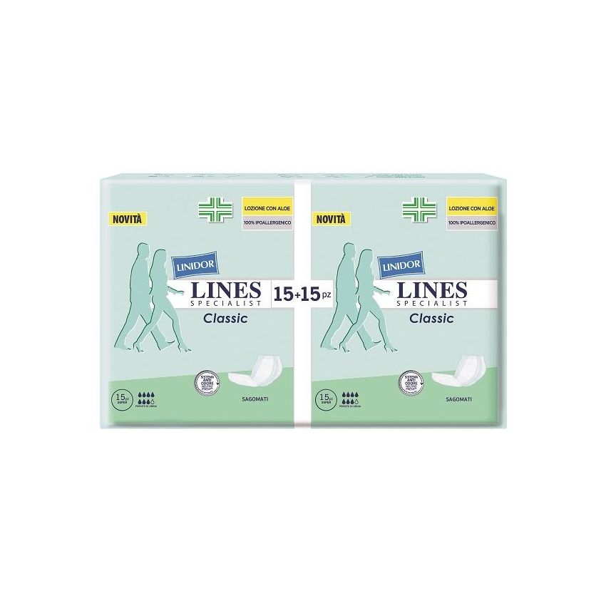 Lines Specialist Classic - Pannolini Sagomati Super Assorbenti, Pacco da 30 Pezzi