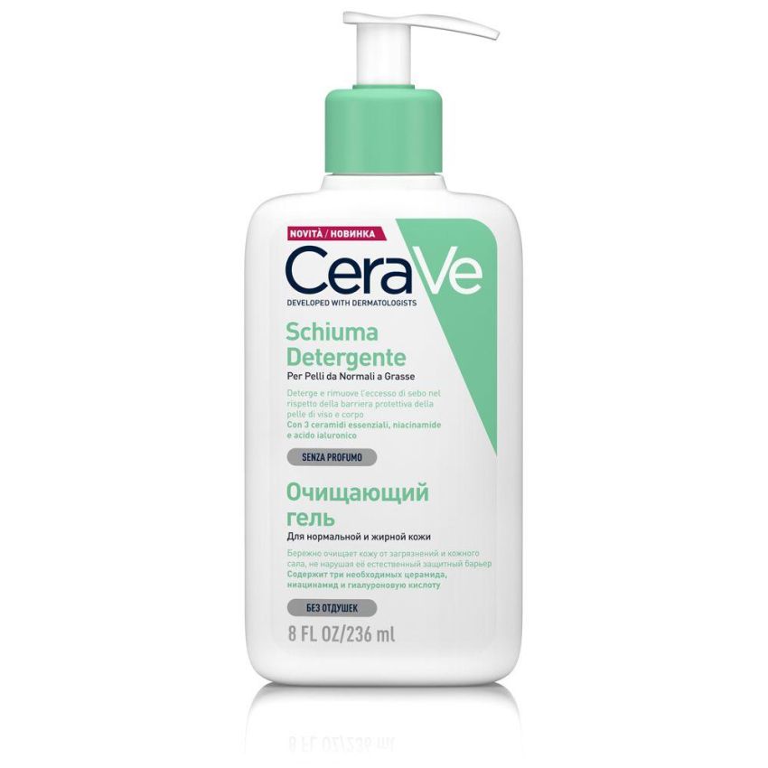 CeraVe Detergente Viso in Schiuma per Pelle Grassa, 236 ml