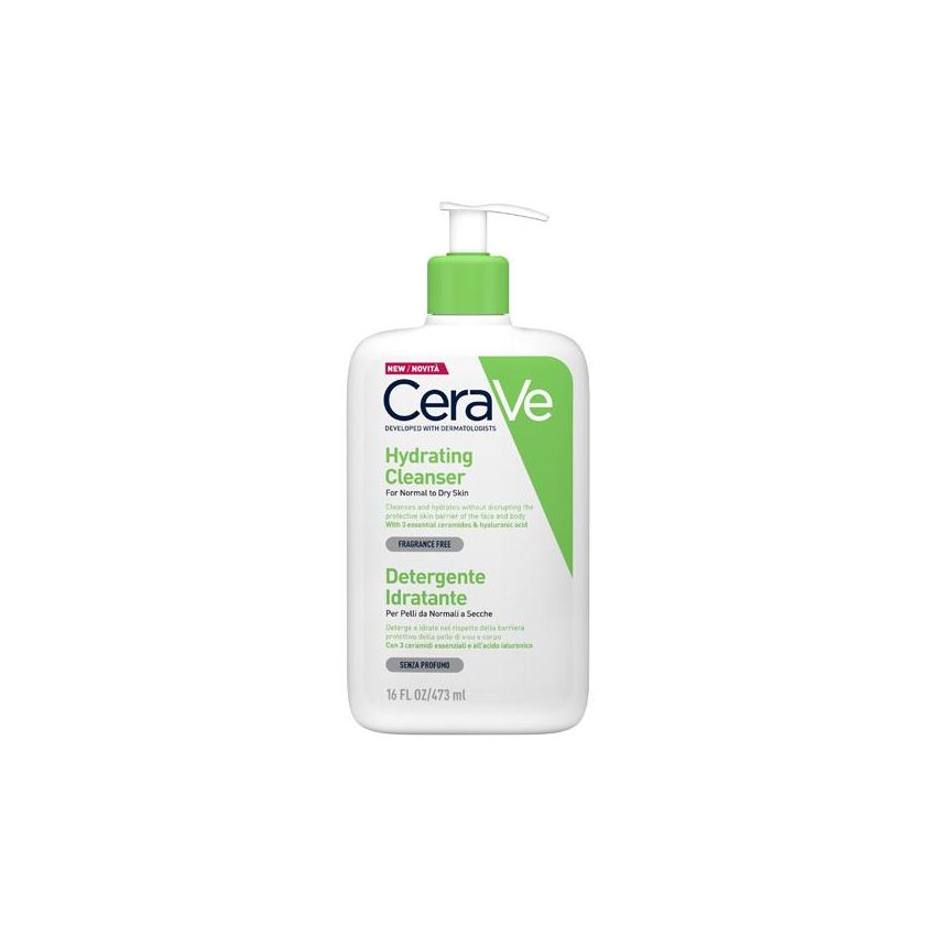 CeraVe Detergente Idratante Viso con Acido Ialuronico e Ceramidi, 473 ml